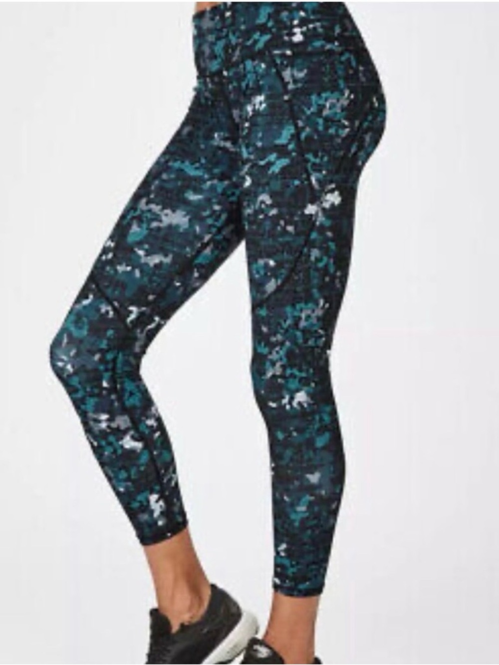 Sweaty Betty Black & Teal Camouflage High-Rise Leggings - Picture 5 of 12